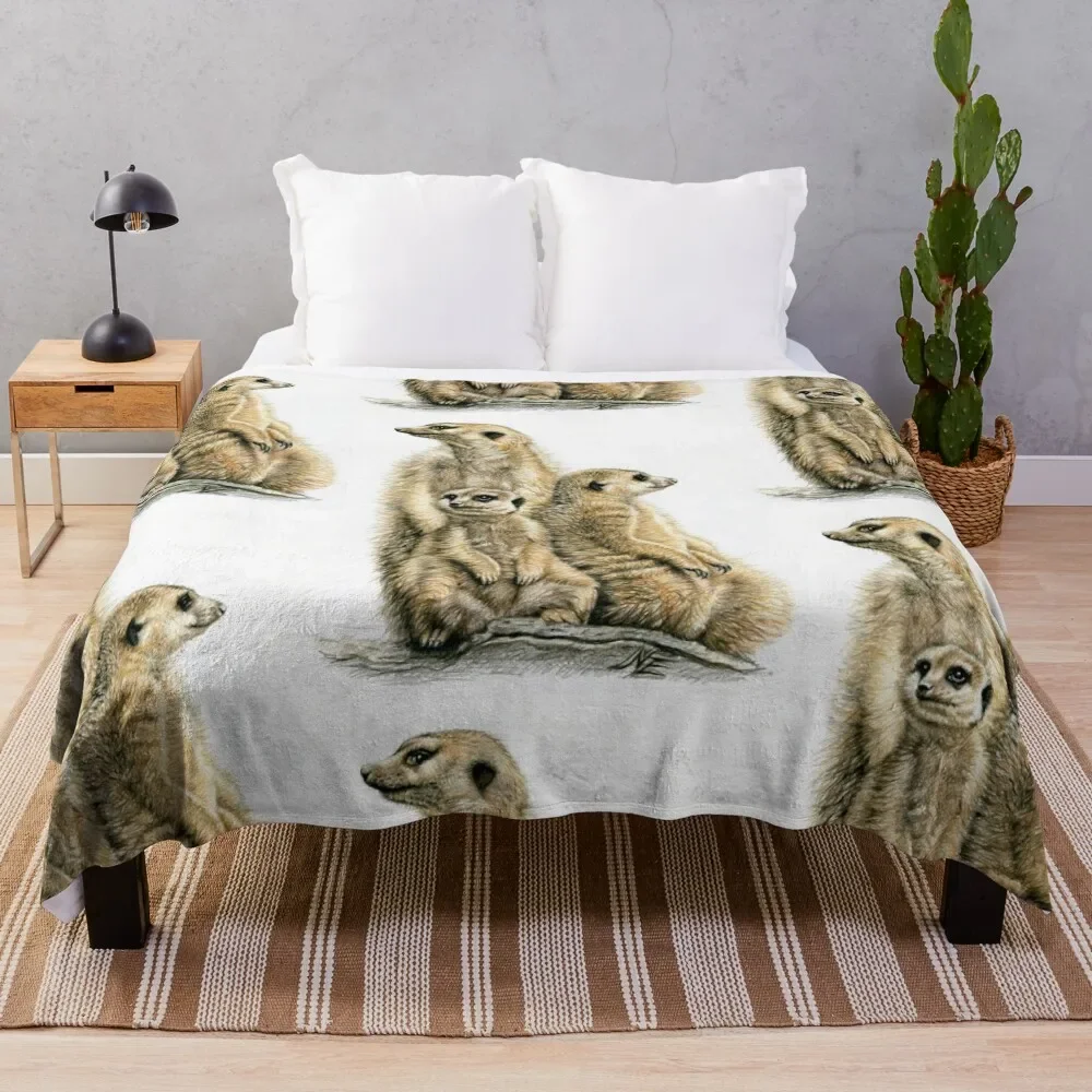 Meerkats Family - Die Erdm?nnchen Throw Blanket Camping Sleeping Bag Flannel Blankets