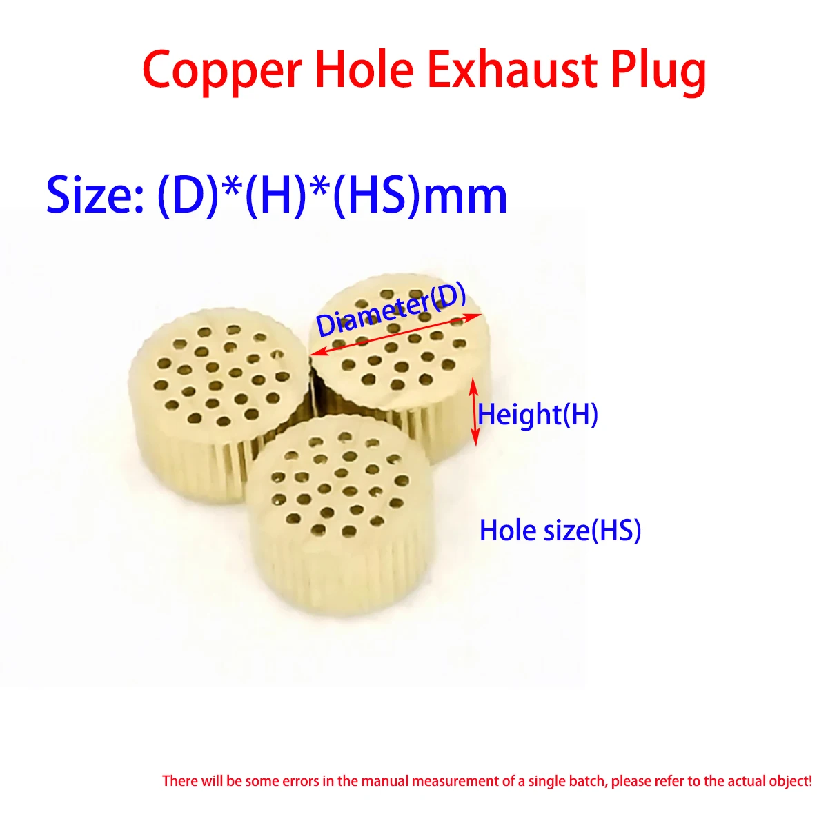 100pcs Brass Porous Vent Plug, 4/5/6/8/10/12mm Copper Pore Mold Air Exhaust Plug for Die Casting