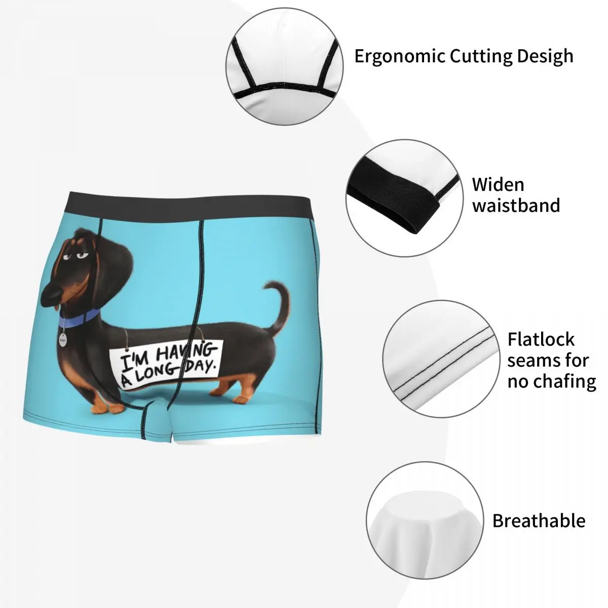 Custom Dachshund Dog Boxers Shorts Men Sausage Wiener Badger Briefs Underwear Fashion Underpants