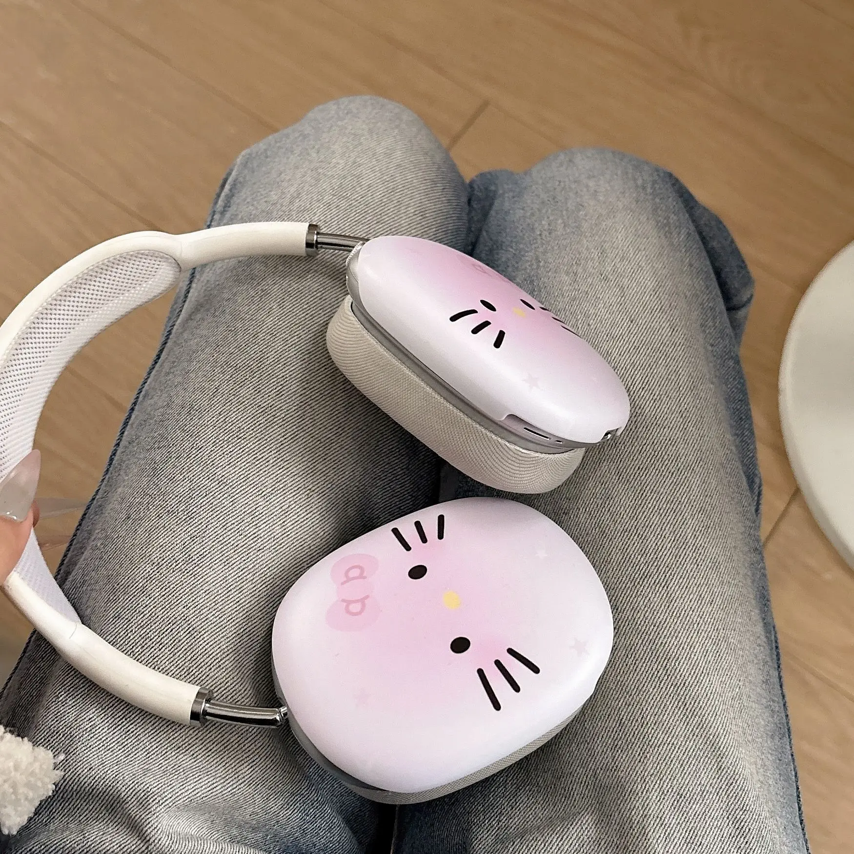 미니소 입체 리본 고양이 보호 커버 애플 헤드 장착형 이어 모자 이어 컵 이어폰 케이스