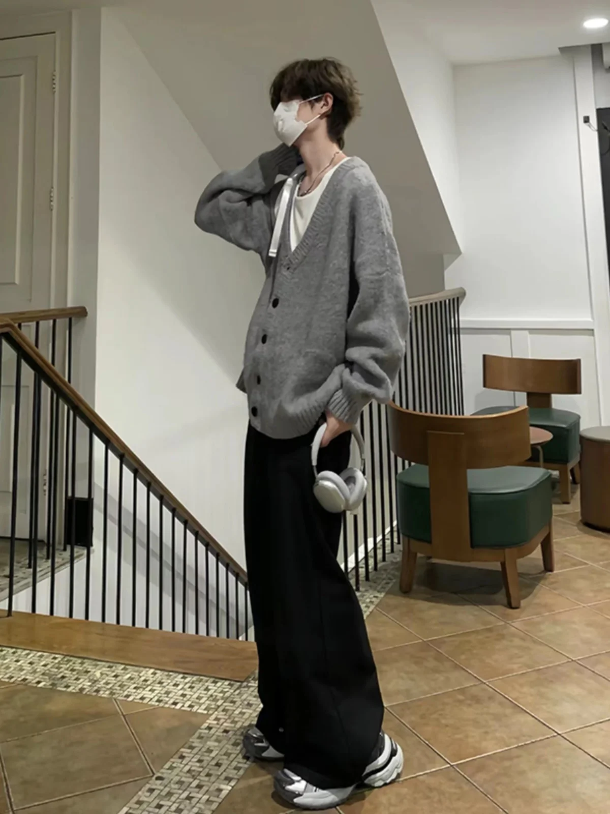 

ay Knitted Open Cardigan Men's Spring Autumn Lazy Sle Soft Sweater Oversize Japanese Retro Yarn Sweater V-ne Long Sv...