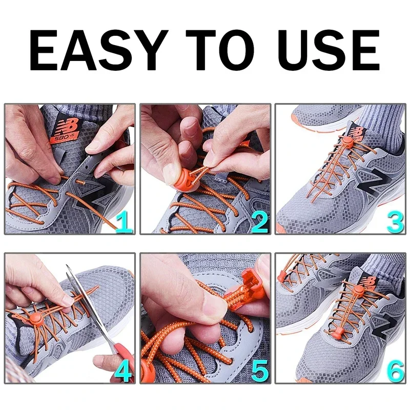 Cordones elásticos de goma para zapatillas de niños y adultos, Cordones redondos sin atar, 9 colores, 1 par