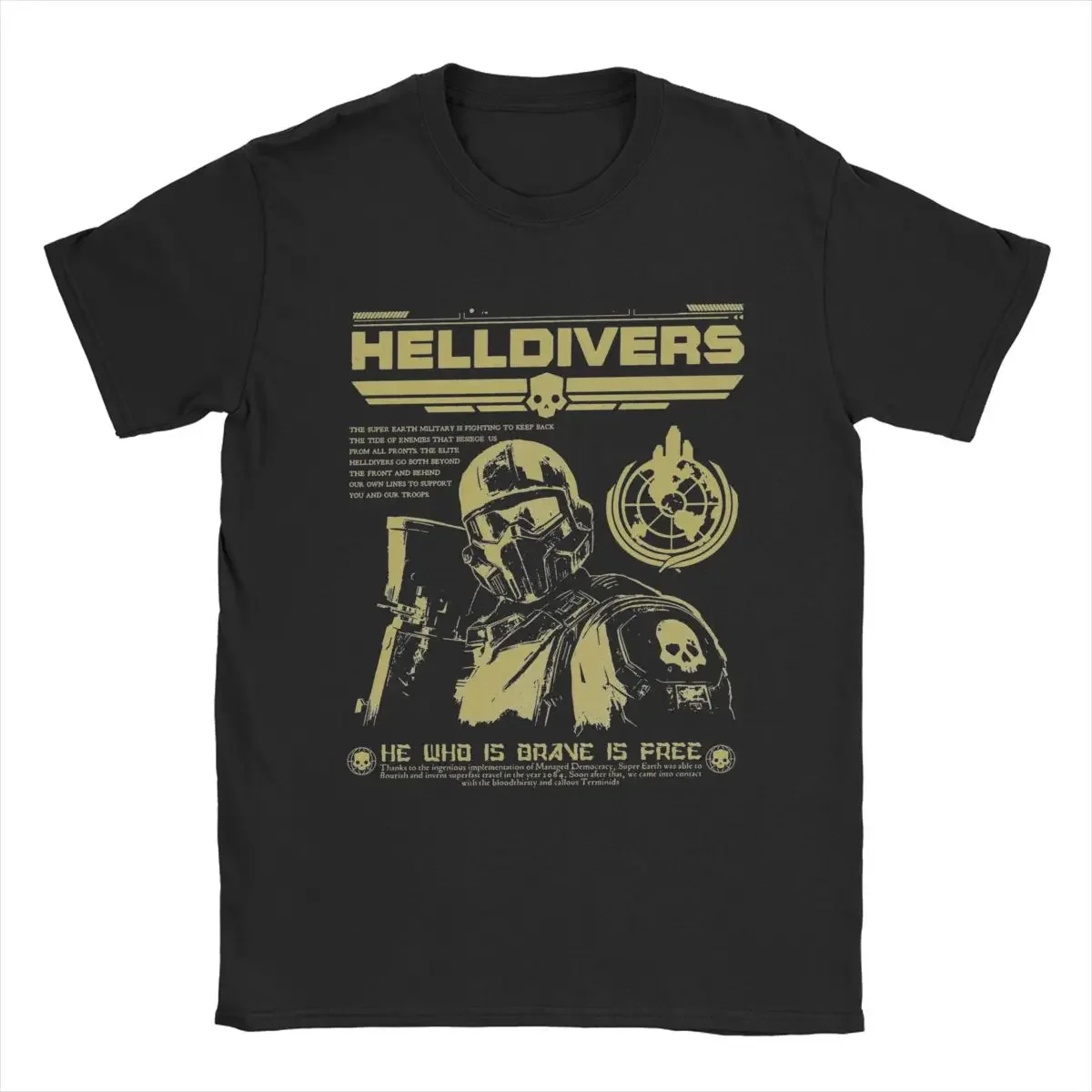 Men's Helldivers 2 Grunge Poster T Shirt Cotton Tops Funny Short Sleeve Crewneck Tees Original T-Shirt