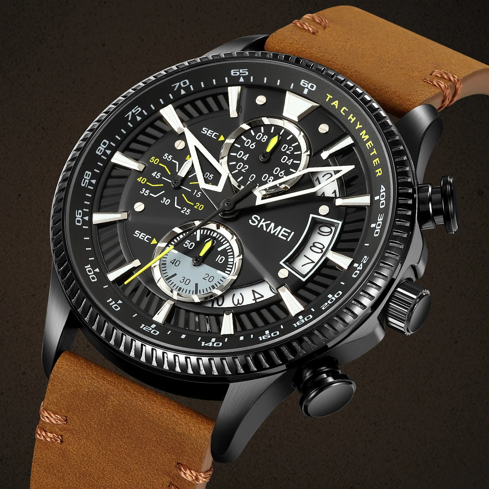 

Часы наручные SKMEI Мужские кварцевые, модные текстурные водонепроницаемые Простые Спортивные трендовые с секундомером и разделением трех пин, 2059