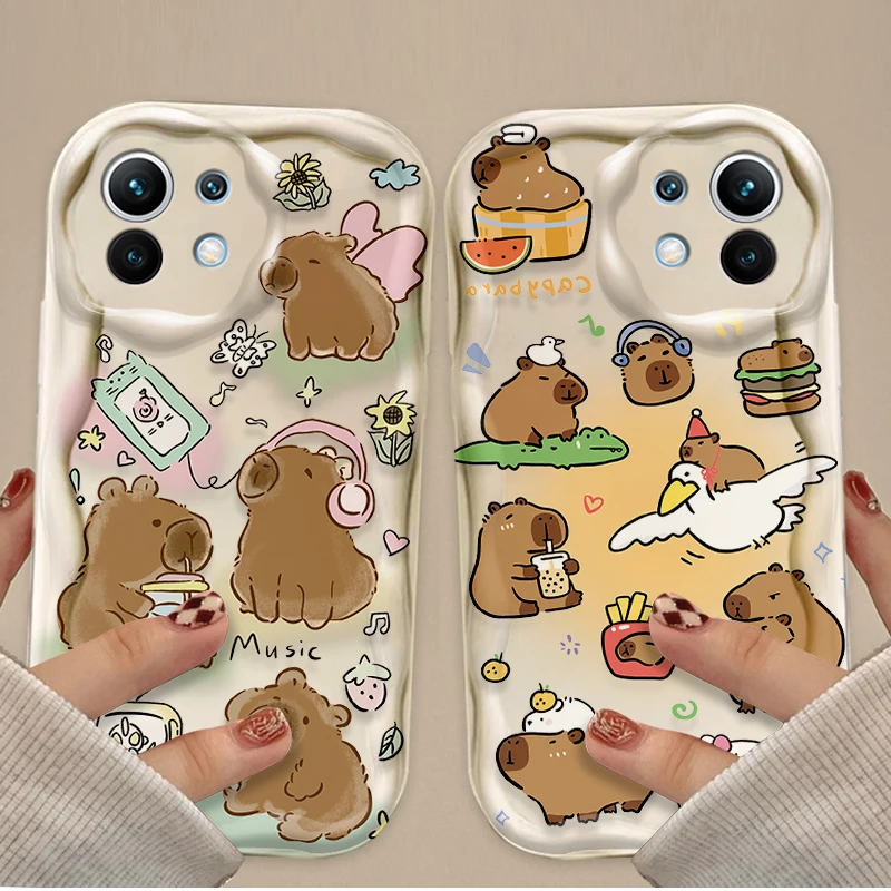 

Милый чехол с изображением капибары для Xiaomi POCO X7 X6 X5 X3 NFC F7 Ultra F6 F5 Pro F4 F3 GT M5S C65 C75 M3 M4 M5S M6 M7 Pro 4G 5G