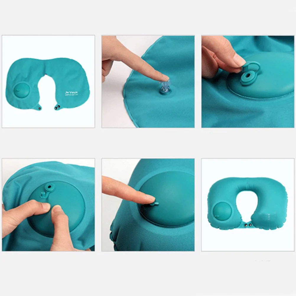 قطعتان من وسادة دعم الرقبة على شكل حرف U وسادة سفر مريحة لتخفيف عنق الرحم واستخدام السيارة المنزلية خفيفة الوزن 46 × 29 سم باللون الأزرق #4