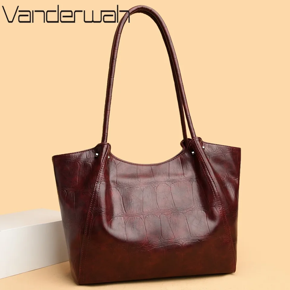 

Роскошная сумка-тоут из мягкой кожи с текстурой под крокодила, большая вместительная сумка с верхней ручкой и плечевым ремнем, женская сумка для повседневного использования, шопинга и путешествий