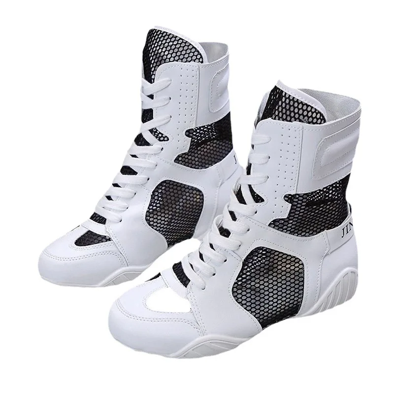 High Top 2024 summer new thin all-matching new thick bottom white mesh breathable hollow ankle boots