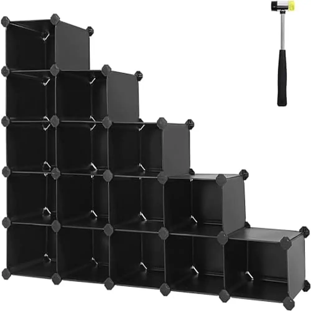 

Modular Shoe Storage Organizer Unit 15 Slots Entryway Hallway Closet Garage 44.5 x 14.2 x Space-Saving Sturdy ABS Metal Frame