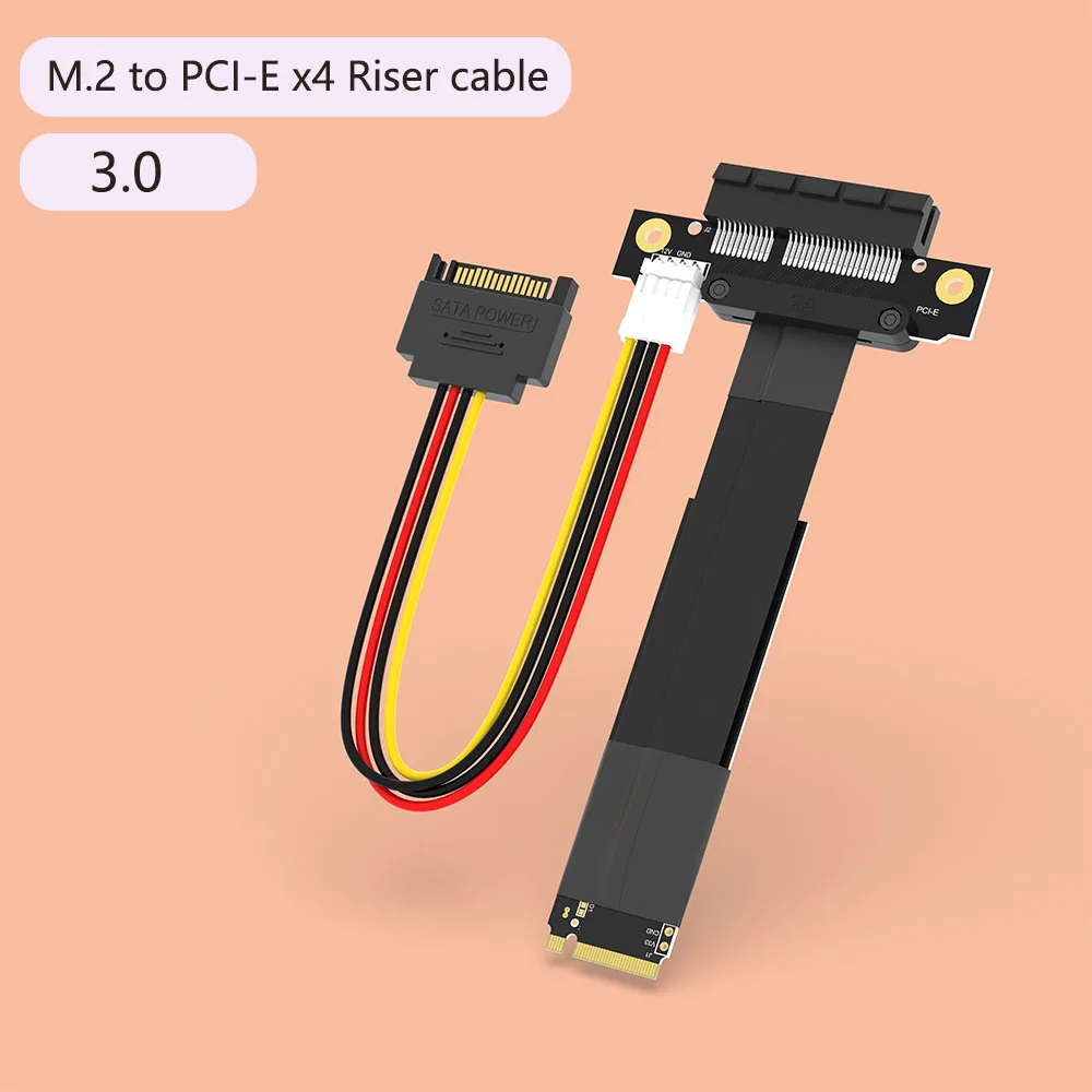 M2 TO PCIE Riser PCIe X4 PCI-E3.0 4x To M.2 NVMe M Key 2280 Riser Card Gen3.0 Cable M2 Key-M PCI-Express Extension Cord 32G/bps