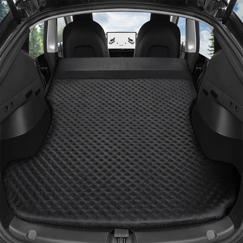 For Tesla Model Y Inflatable Air Mattress Outdoor Camping Air Cushion Bed Suede Fabric Car Travel Bed Car Interior Accessories