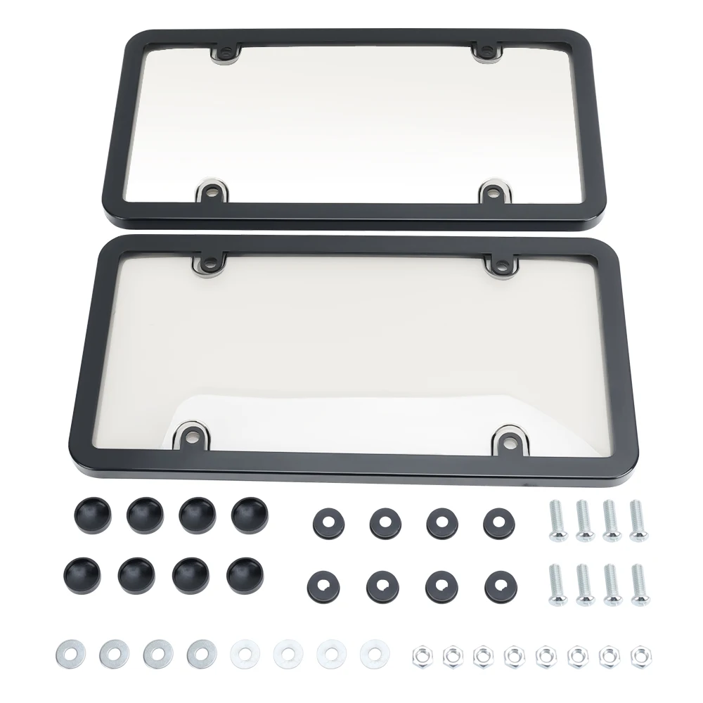 

2pcs License Plate Frame Plastic License Plate Frame Bracket Universal Car US Grey With Screws Nut Shim Kits car accessories