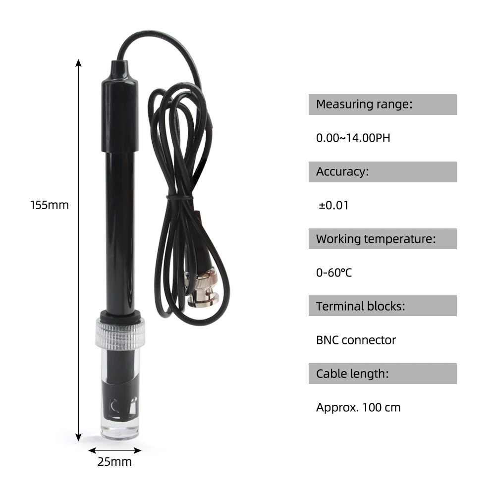 Sonda di ricambio da ph-201 PH elettrodo da laboratorio idroponico per acquario sonda per misuratore di PH connettore BNC sensore di Test del