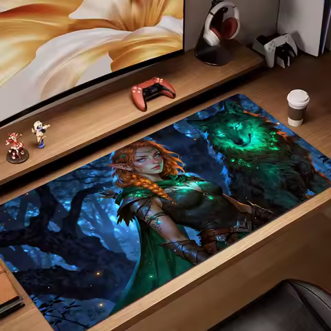 Mysterious Elf and Wolf anime Mouse Pad rubber anti-slip Desk Mat gamer pc accessories Gaming mat keypad expansion mousepad