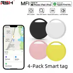 4-Pack Smart Air Tag Long-Distance Tracker Works with Apple Find My Anti Lost Reminder Device For Key Toy Bag MFI Rated Locator
