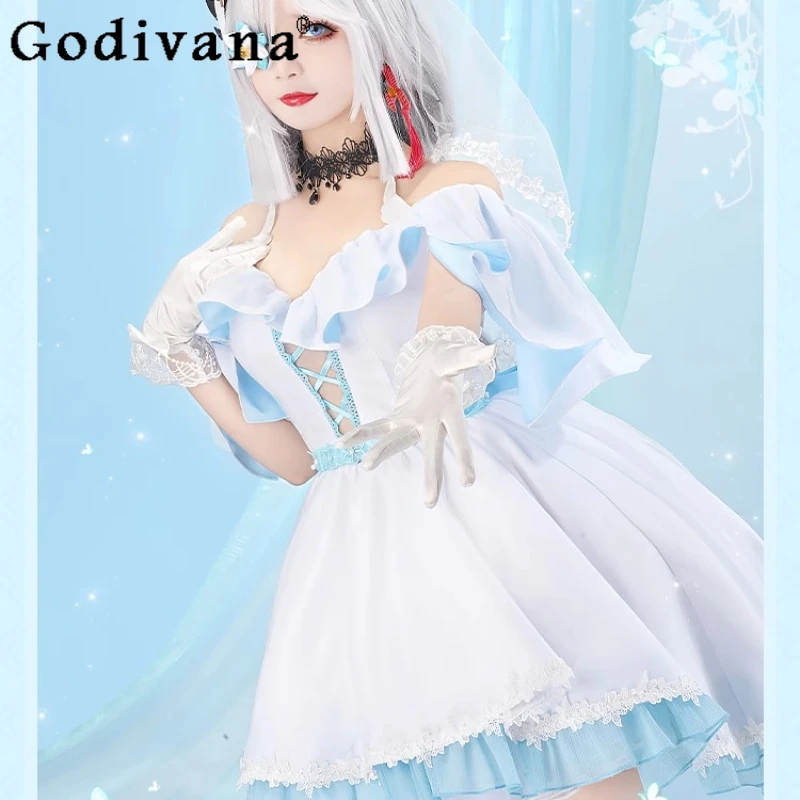 女性パーティーロールプレイドレスセットアニメゲーム原神インパクト衣装女性の夏のゴージャスな甘いウェディングドレスフルセット