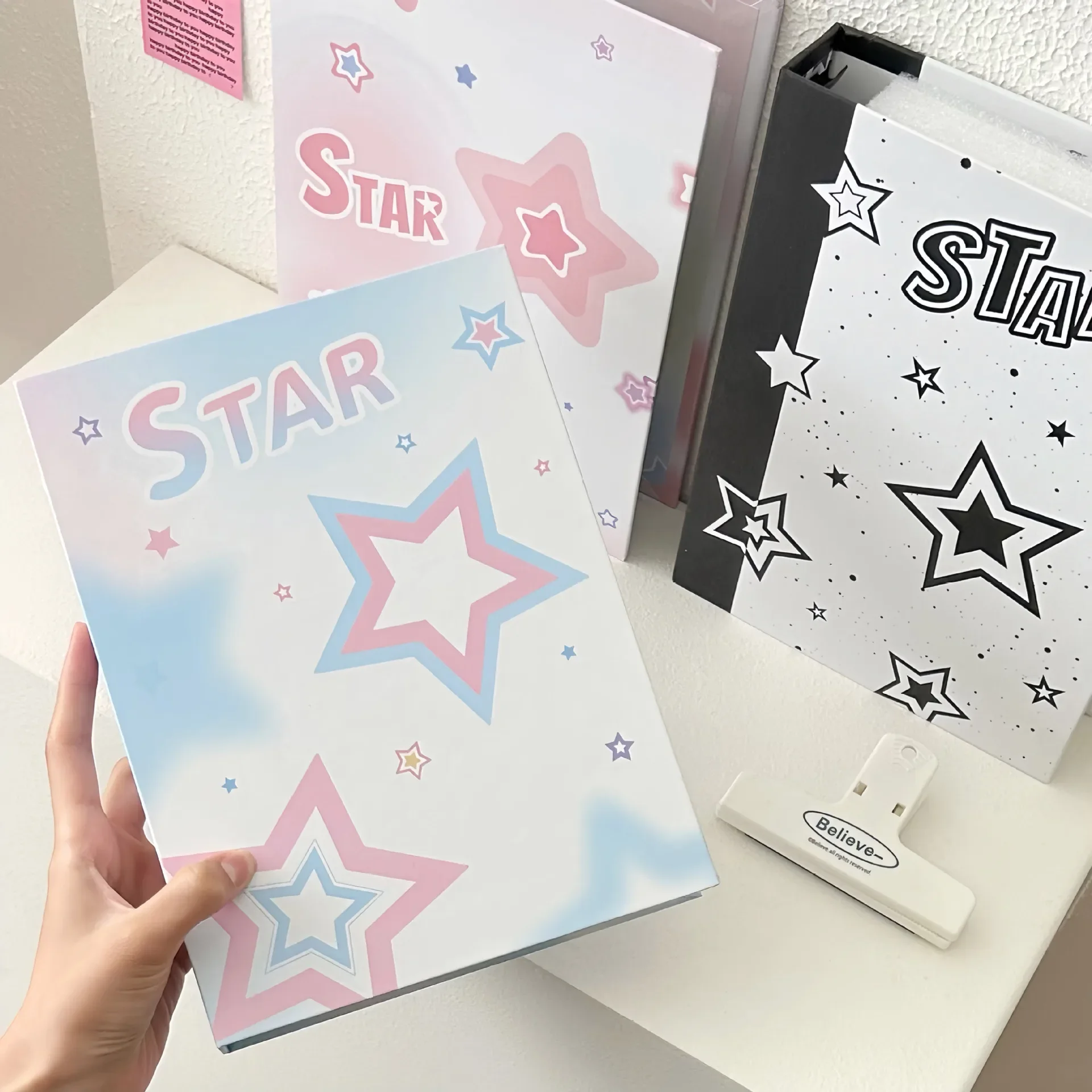 IFFVGX Cute Star A5 Photocard Holder Photo Album Kpop Idol Photocards Binder Collect Book Kawaii Storage Albums for Photographs