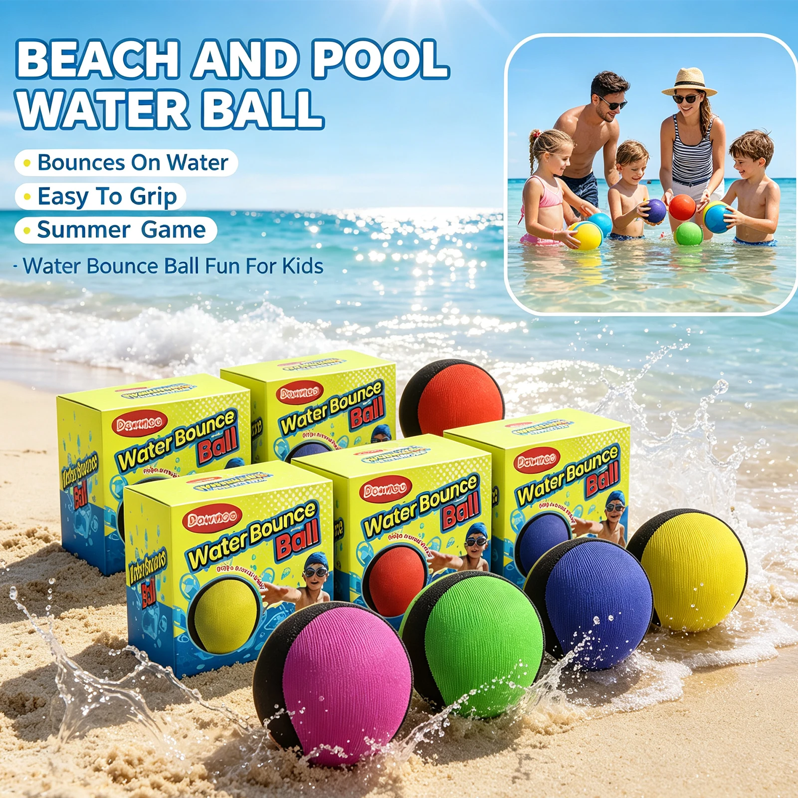 Outdoor Elastic Water Jump Ball for Children Pool Beach Floating Interactive Toy Soft Touch Anti Slip Hand Grip Water Fun Supply