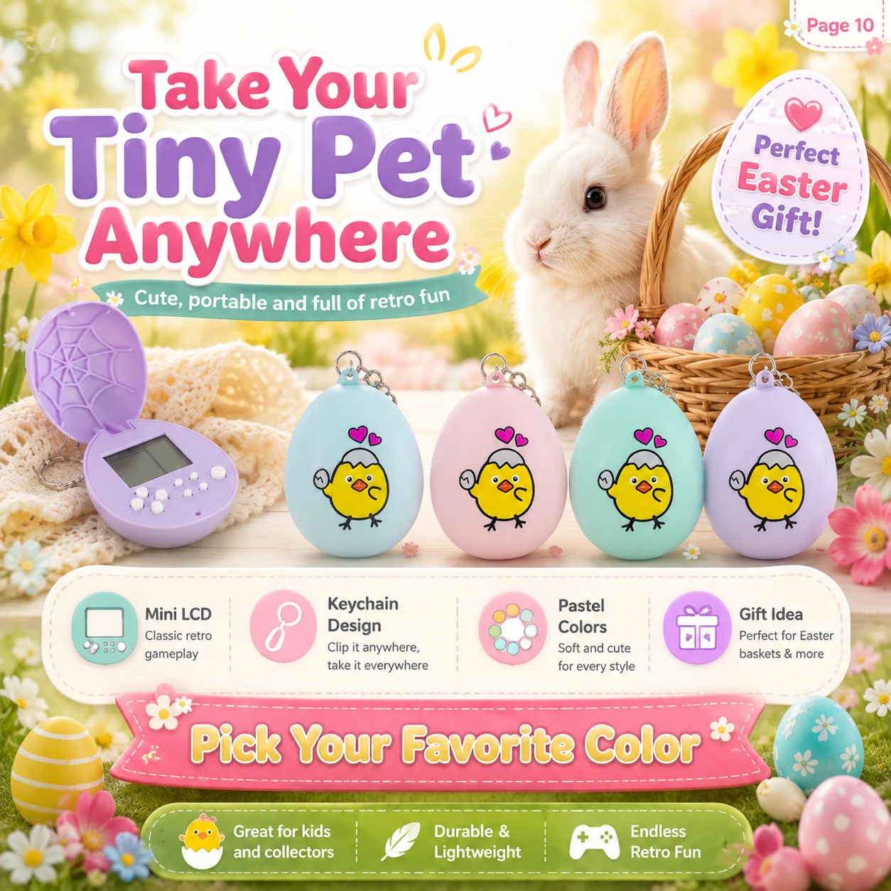 Retro Virtual Pet Keychain Portable Mini LCD Electronic Pet Pendant Cute Pocket Decor Accessory for Daily Carrying