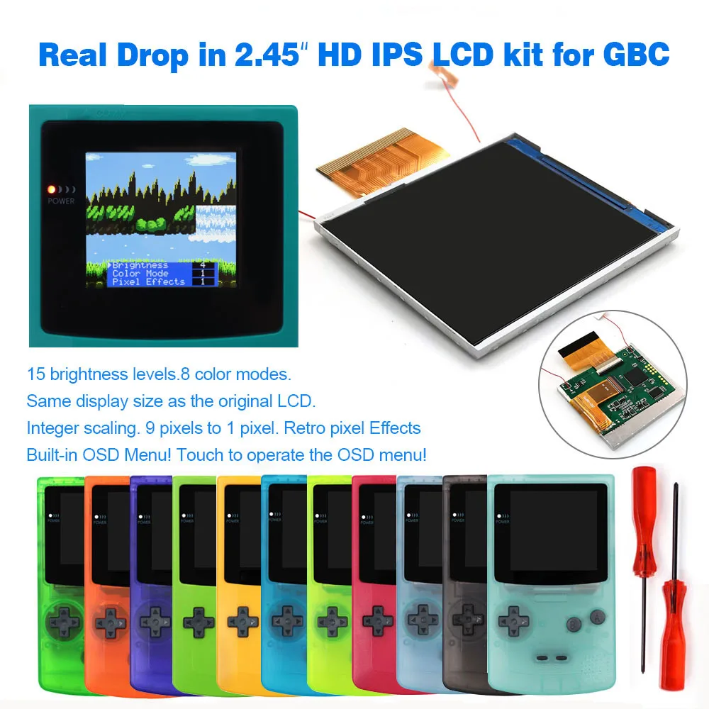 hispeedido-for-gbc-real-drop-in-245-ips-backlight-screen-mod-kits-replacement-easy-install-osd-pixel-effect-no-need-welding