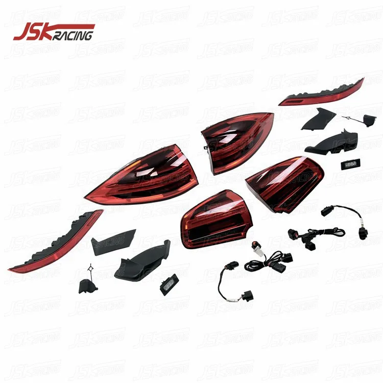 Car Accessory Body Kits for 2015-2017 Porsche Cayenne 958.2 Rear Bumper and Rear Trunk With Rear Light and Exhaust Pipe