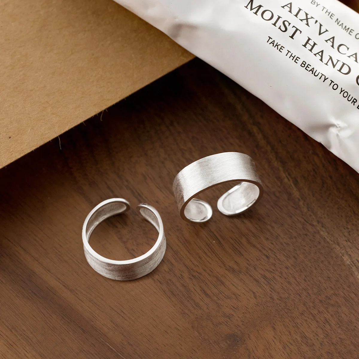 100% 925 Sterling Silver Geometric Open Ring for Women Girl Simple Wide Frosted Smooth Design Jewelry Party Gift Dropshipping