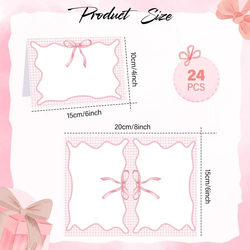 24 قطعة القماش القطني الوردي نزهة الطرف الديكور القوس مكان بطاقات 6x4 بوصة الصيف تحت عنوان القوس خيمة بطاقة كبيرة عطلة الجدول Se #2