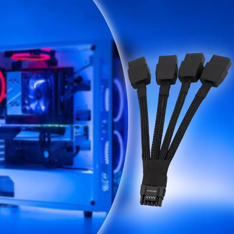 652F 4x 8Pin To 16Pin GPU Power Cable 16AWG Wire 600W Output For PC Graphics Cards 8Pin To 12+4Pin Cord