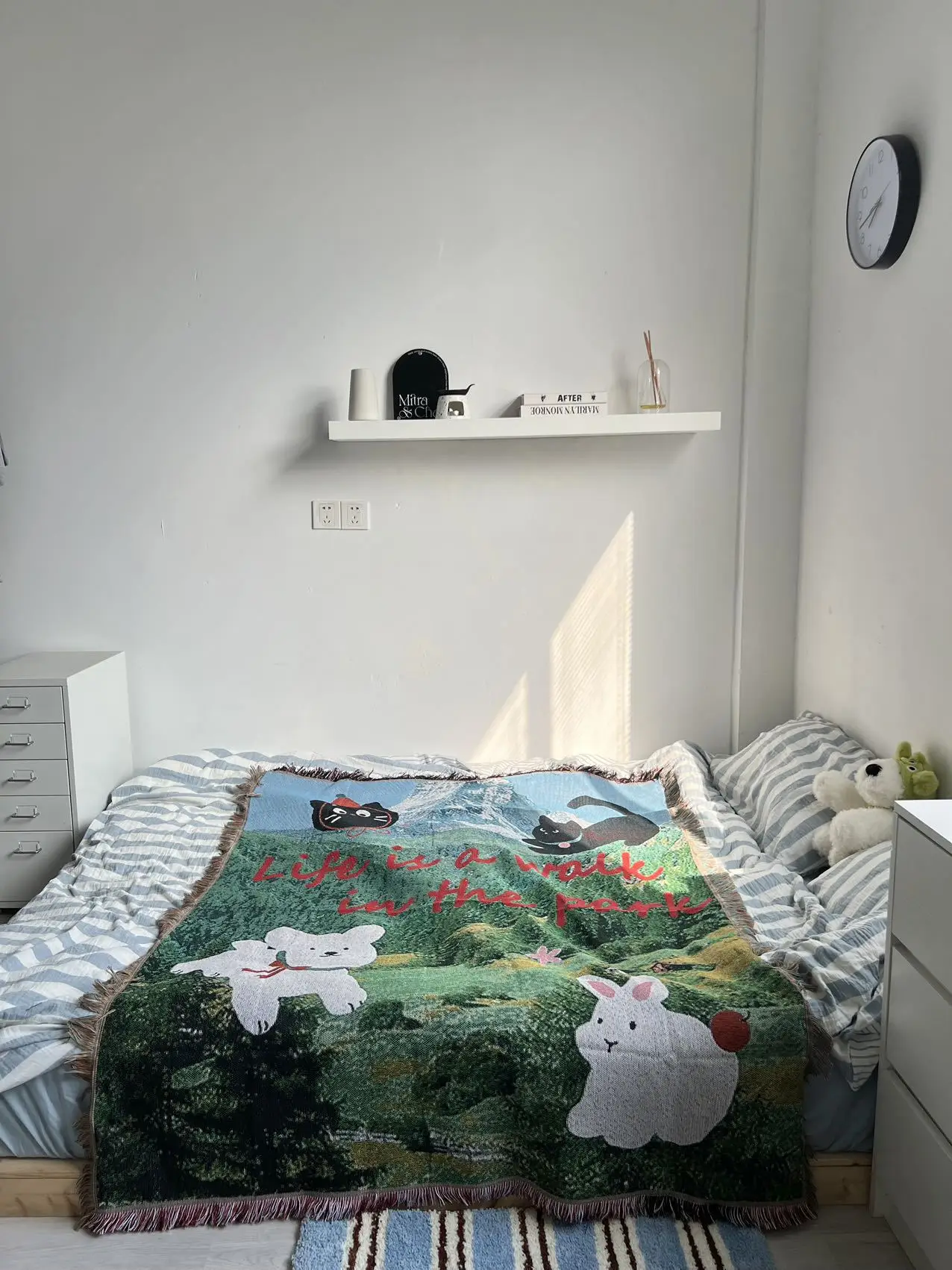 Korean Style Bedroom Dog And Cat Blanket Fresh And Cute Rug Tapestry Bed Blanket view 6