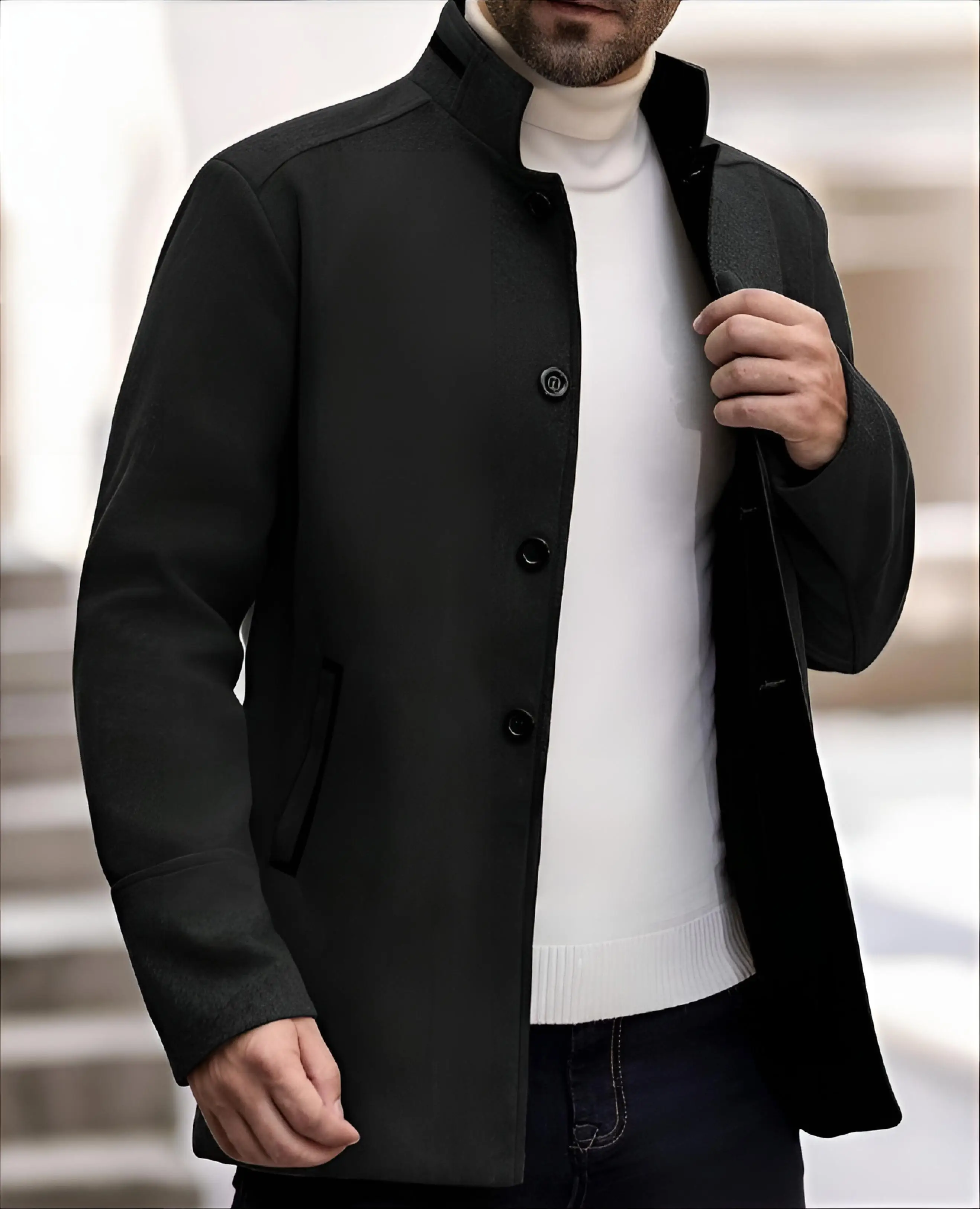 

Мужское пальто из шерстяной смеси в азиатском/восточном стиле (K-pop)