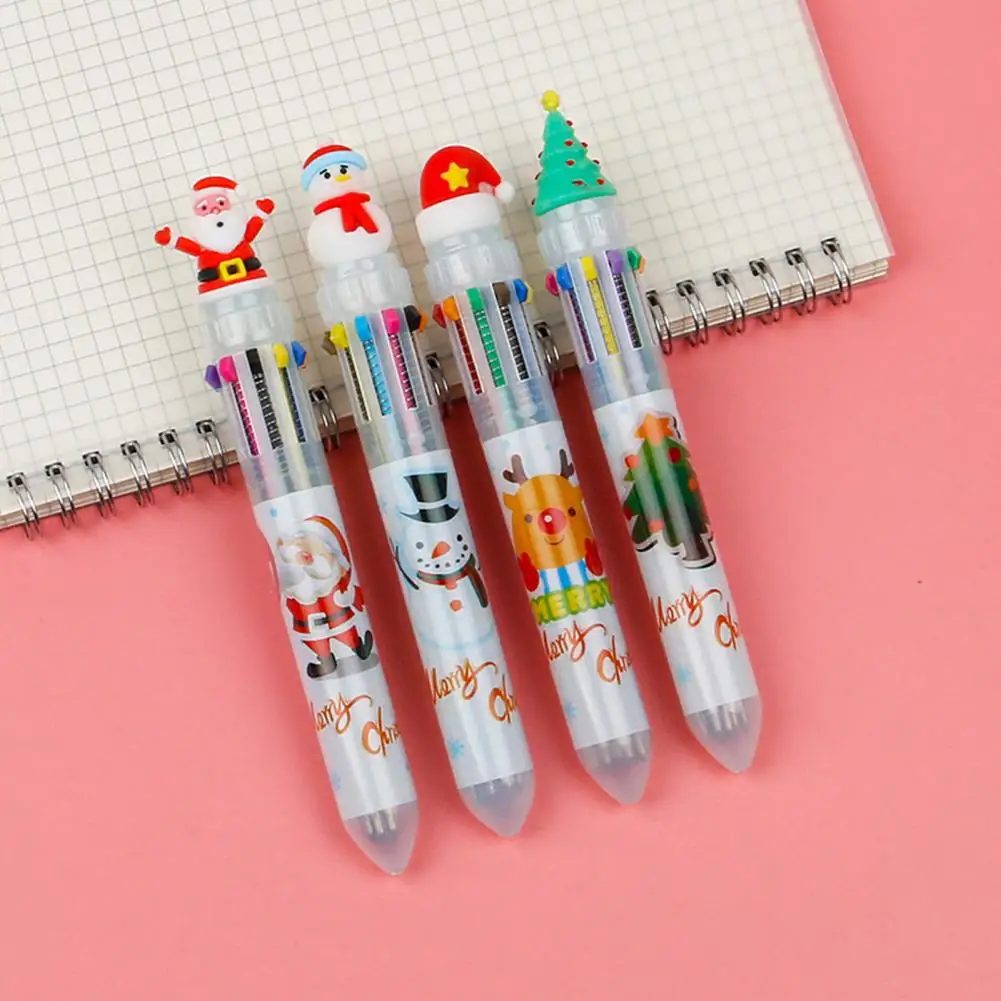 Cute Ballpoint Pen Plastic Ballpoint Pen Christmas Ballpoint Pen Set 10 Cute Cartoon Santa Claus Elk Designs Gift for Kids