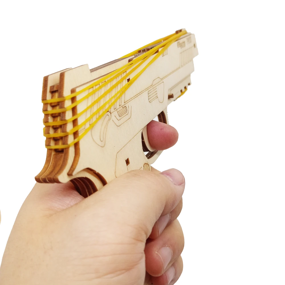 3D Wooden Mechanical Guns Toy Shooting Models Assemble Building
