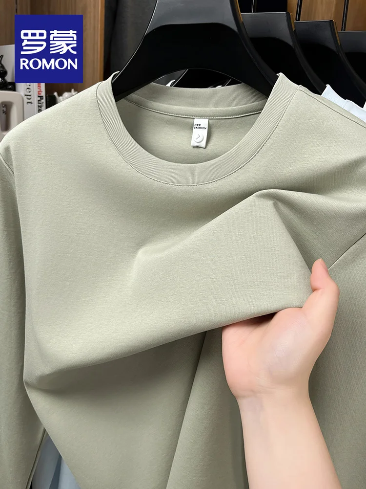 

Мужская хлопковая футболка Rn Long Sve, простая, с круглым вырезом, городская, стильная, дышащая, однотонная, универсальная базовая футболка