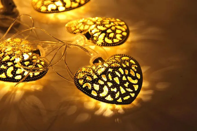 

1pc LED Moroccan Fairy Lights Battery Operated Gold Globe String Lights For Outdoor Wedding Party Ramadan Festival Decoration