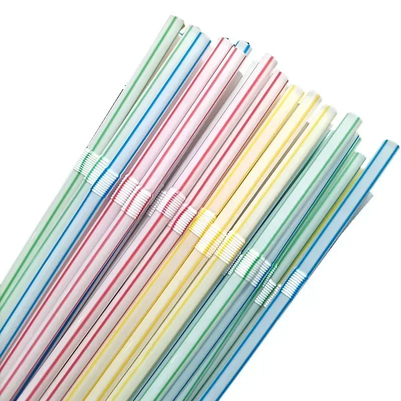 100Pcs Colorful Disposable Plastic Curved Drinking Straws Wedding Birthday Party Bar Drink Plastic Straws Bubble Tea Straw