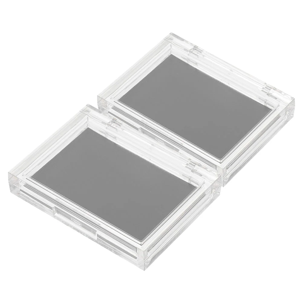 2 Pcs Wicker Magnet Box Storage Eyeshadow Tray Organizer Makeup Empty Palette Plate Transparent Magnetic Container Travel