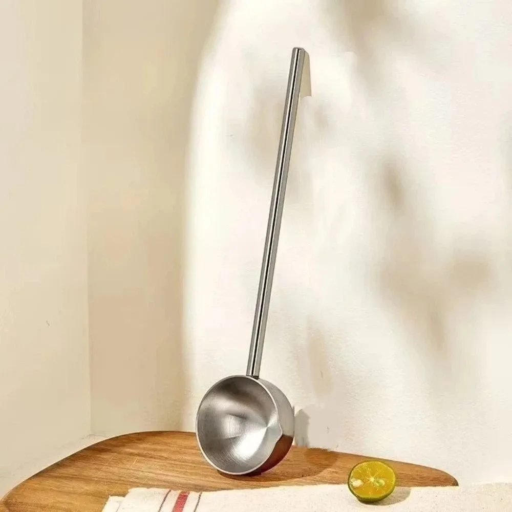 304 Stainless Steel Hot Oil Spoon Long-handled Small Size Soup Spoon Extended Handle Mini Design Oil Pouring Spoon Kitchen Use