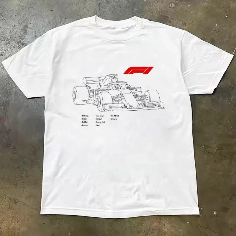 F1 racing Printed Men\'s T-Shirt Cotton Casual O-Neck Short Sleeve Women‘s Streetwear Oversize High Quality Sports car Tops 