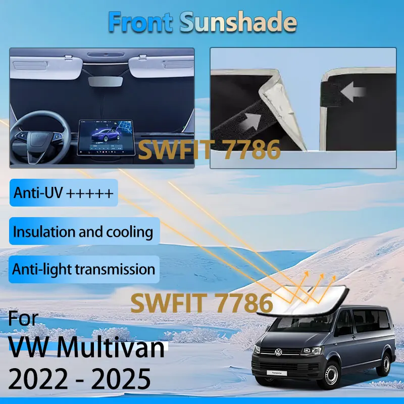

Передний солнцезащитный козырек для Volkswagen Multivan T7 2022 2023 2024 2025, аксессуары, козырек для окна, теплоизоляция, водонепроницаемые детали солнцезащитного козырька