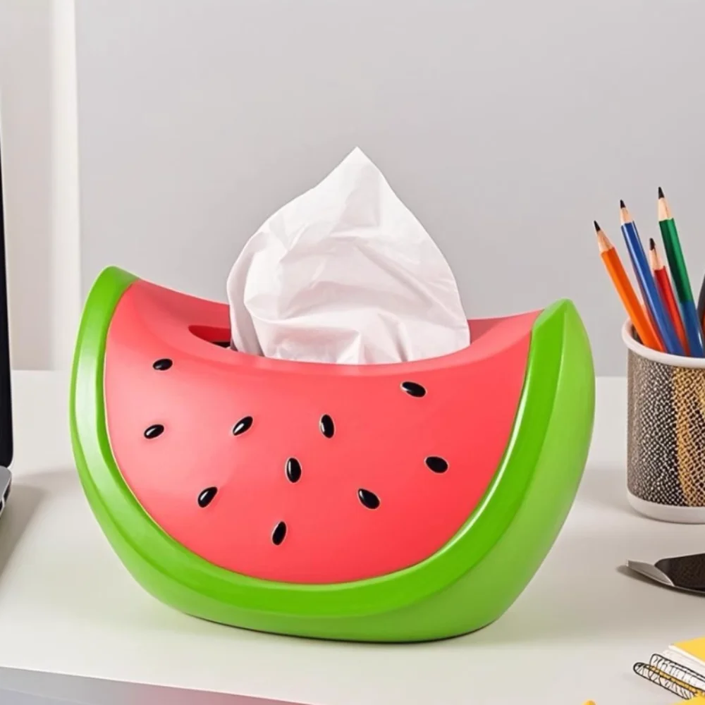 

Model Watermelon Tissue Box Fruit Decorative Watermelon Paper Storage Box Colorful Collectible Watermelon Ornament Decoration