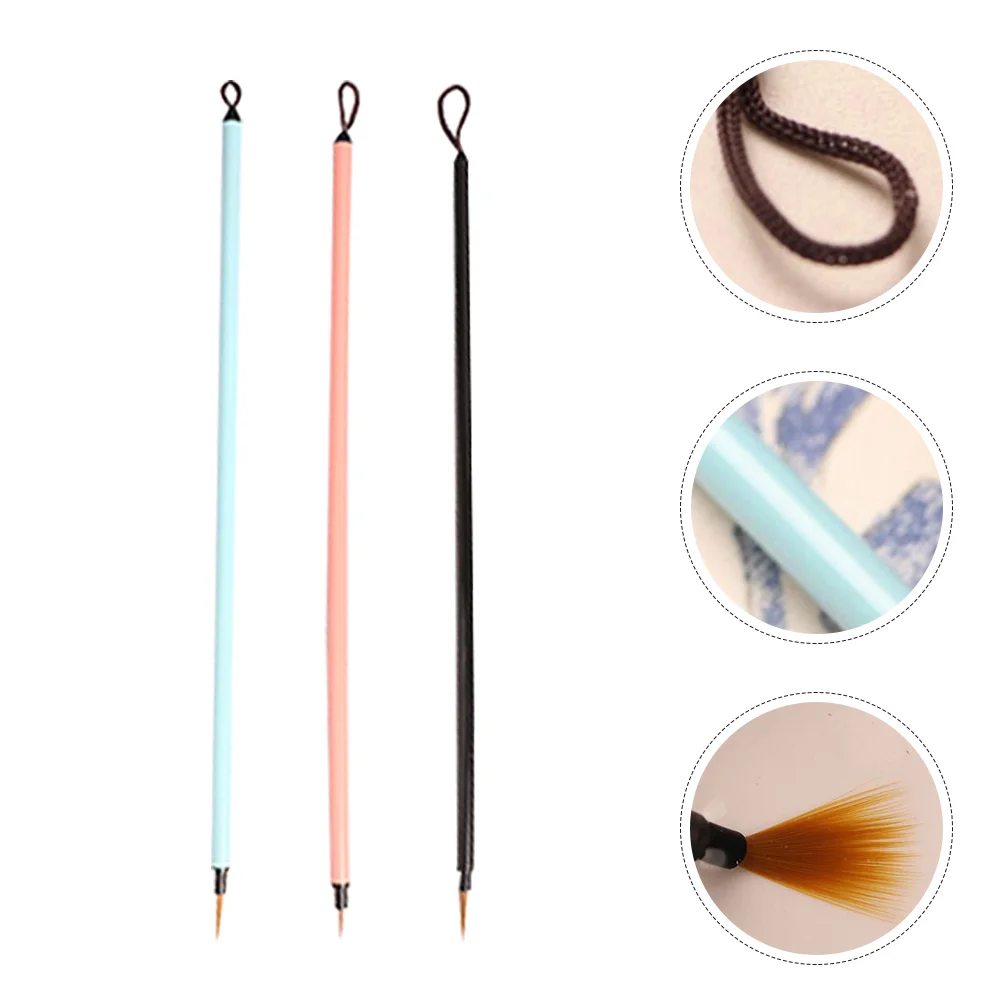 3 Pcs Hook Pen Artist Paint Hake Fine Tip Brush Brushes Line Watercolor Painting Multi-function Detailing Writing