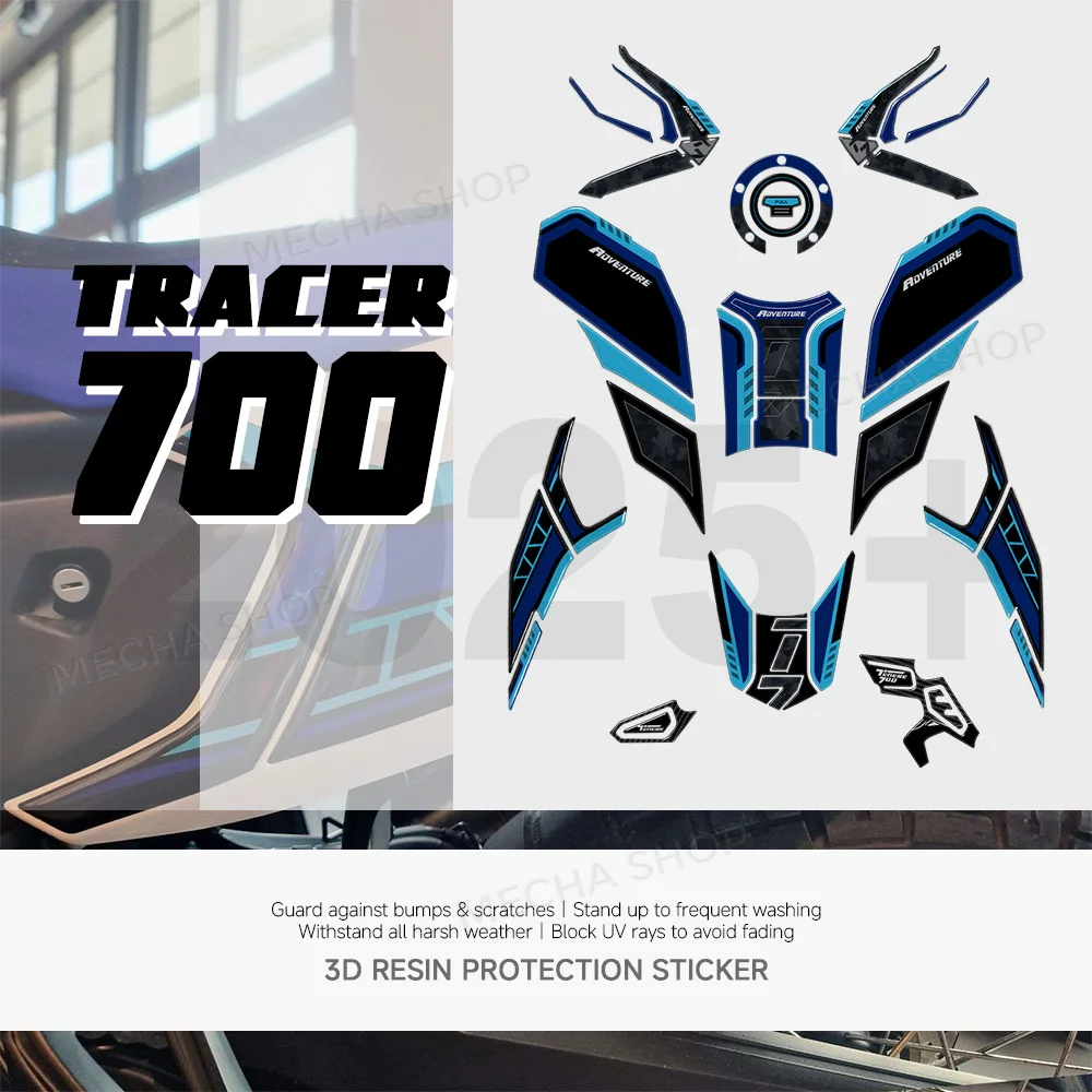 For Tenere 700 2025 Accessories T700 Motorcycle Fuel Tank Traction Pad 3D Resin Sticker Tank Pad Protection Kit