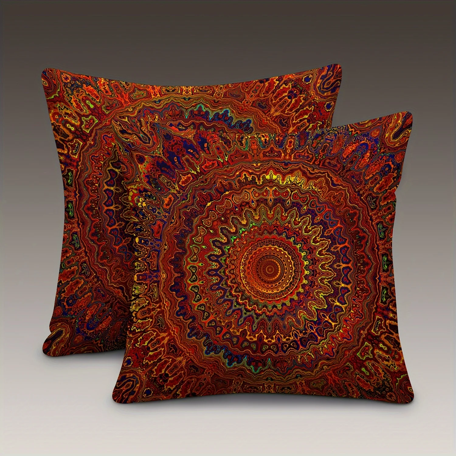VIKAMA Dreamy Golden Mandala Bohemian Style Decorative Pillow Cover. Double-Sided Print, For Sofa, Bedroom Home Decor Pillowcase