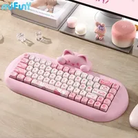 MiFuny C68 Cat Silicone Bluetooth Mechanical Keyboard  Custom Hot Swap RGB Wireless Tri Mode Pink Gaming Office Work Keyboards