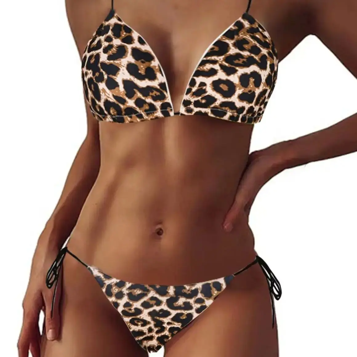 

Leopard Bikinis Sets Womens Hanging Neck Tie Sexy Swimsuit Female Swimwears Swimming Suit Hot Summer Women's Swim Trunks 2024