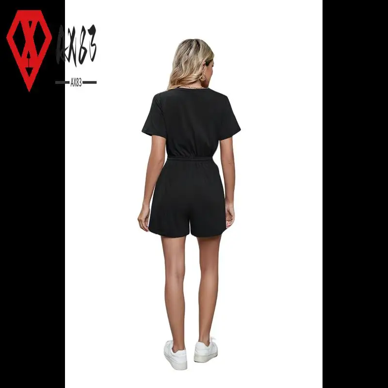 

AX83-женские летние нарядные повседневные милые комбинезоны с короткими рукавами, струящееся платье с ампирной талией