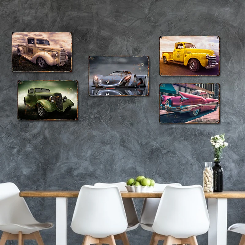 Automotive Art Metal Poster Retro Sports Car Tin Sign Iron Printing Plaque Home Living Room Wall Plate Decor Aesthetics Decor