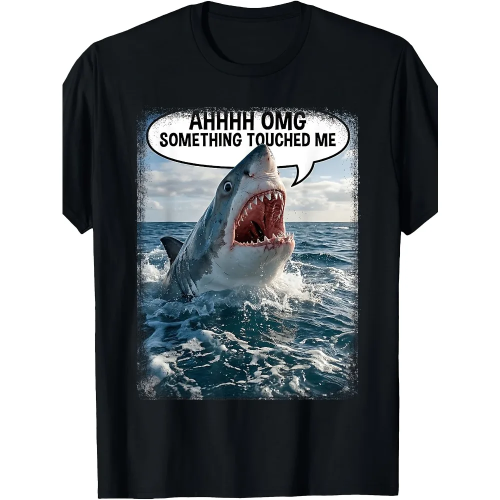 Humorous Shark Meme: Something Made Contact with Me - Ironic Ocean Humor T-Shirt