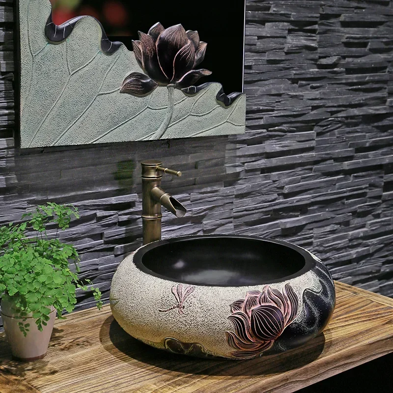 Chinese creative wash basin above counter  garden hotel   art cabinet combination