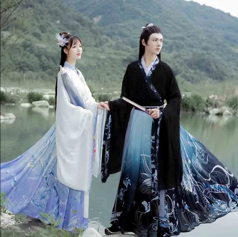 Cos Halloween Costume Adult Black Hanfu Traditional Border Costume Bangkok Hanfu Couple Size Plus 2 XL